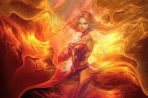 women, Flames, Video, Games, Red, Fire, Redheads, Video, Magic, Dota, Sorcerer, Dota, 2, Lina, Game