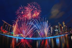singapore, Night, Holiday, Fireworks, Fireworks, New, Year, Water, Metropolis, Marina, Bay, Sands