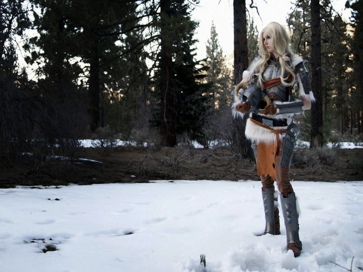 blondes, Women, Cosplay, The, Elder, Scrolls, Skyrim, Dovahkiin HD Wallpaper Desktop Background