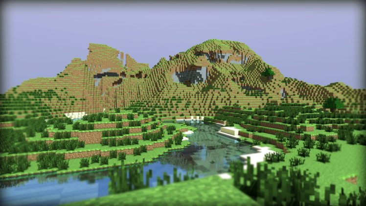 water, Mountains, Minecraft, Cinema, 4d HD Wallpaper Desktop Background