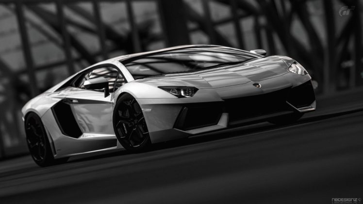 black, And, White, Video, Games, Cars, Lamborghini, Gran, Turismo, 5, Races, Playstation, 3, Aventador HD Wallpaper Desktop Background