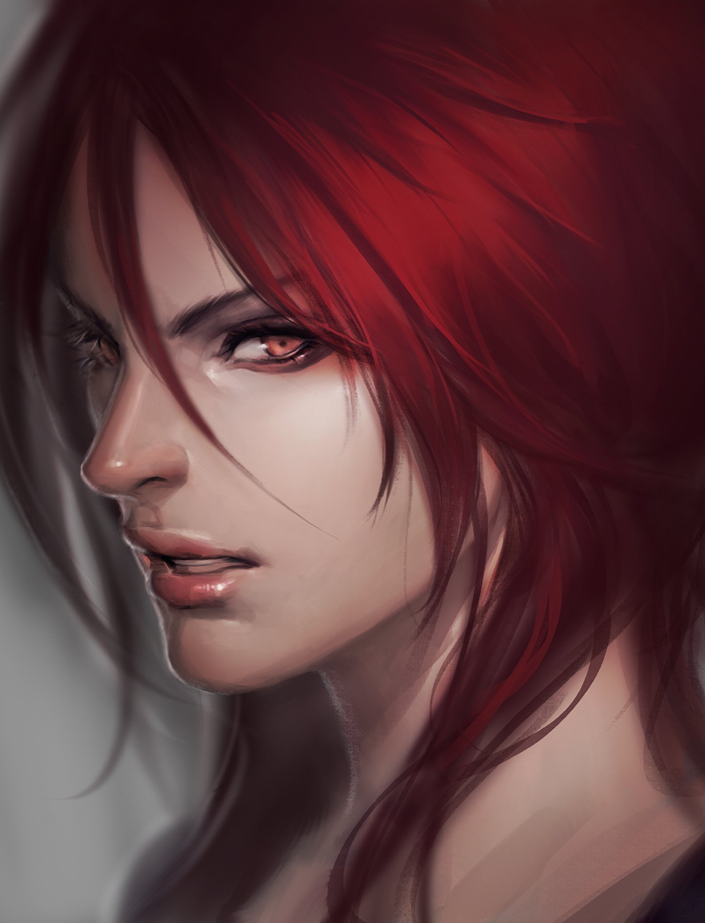league of legends, Game, Red, Hair, Red, Eyes, Face Wallpaper