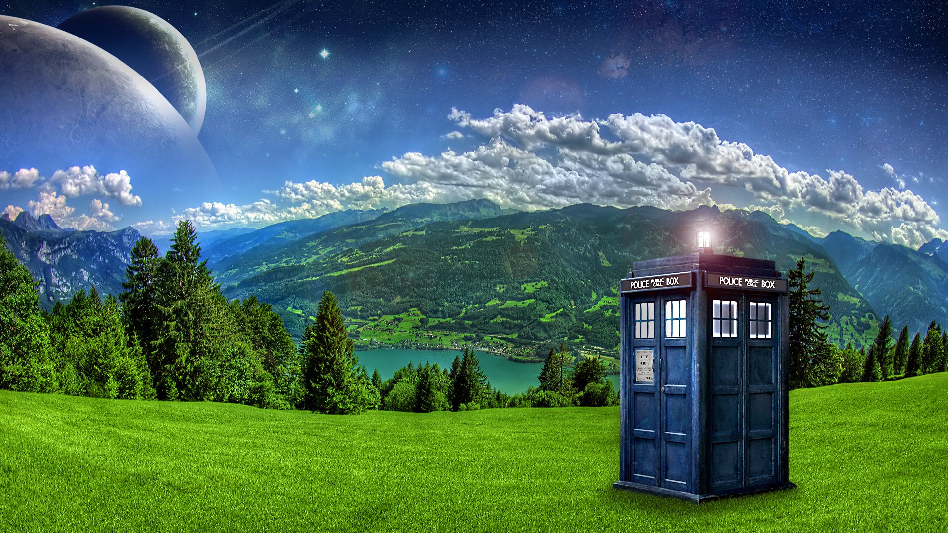 landscape, Tardis, Dr, Who Wallpaper