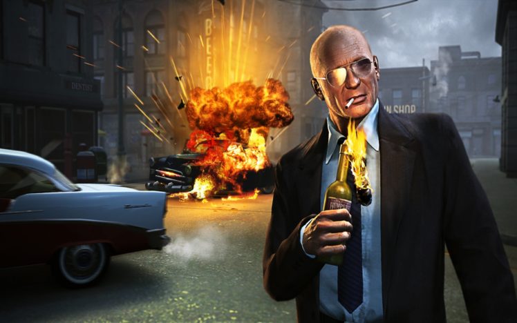 mafia, Ii, Crime, Shooter, Action, Adventure, Fighting, 1mafiall, Violence, Weapon, Gun, Fire, Explosion HD Wallpaper Desktop Background