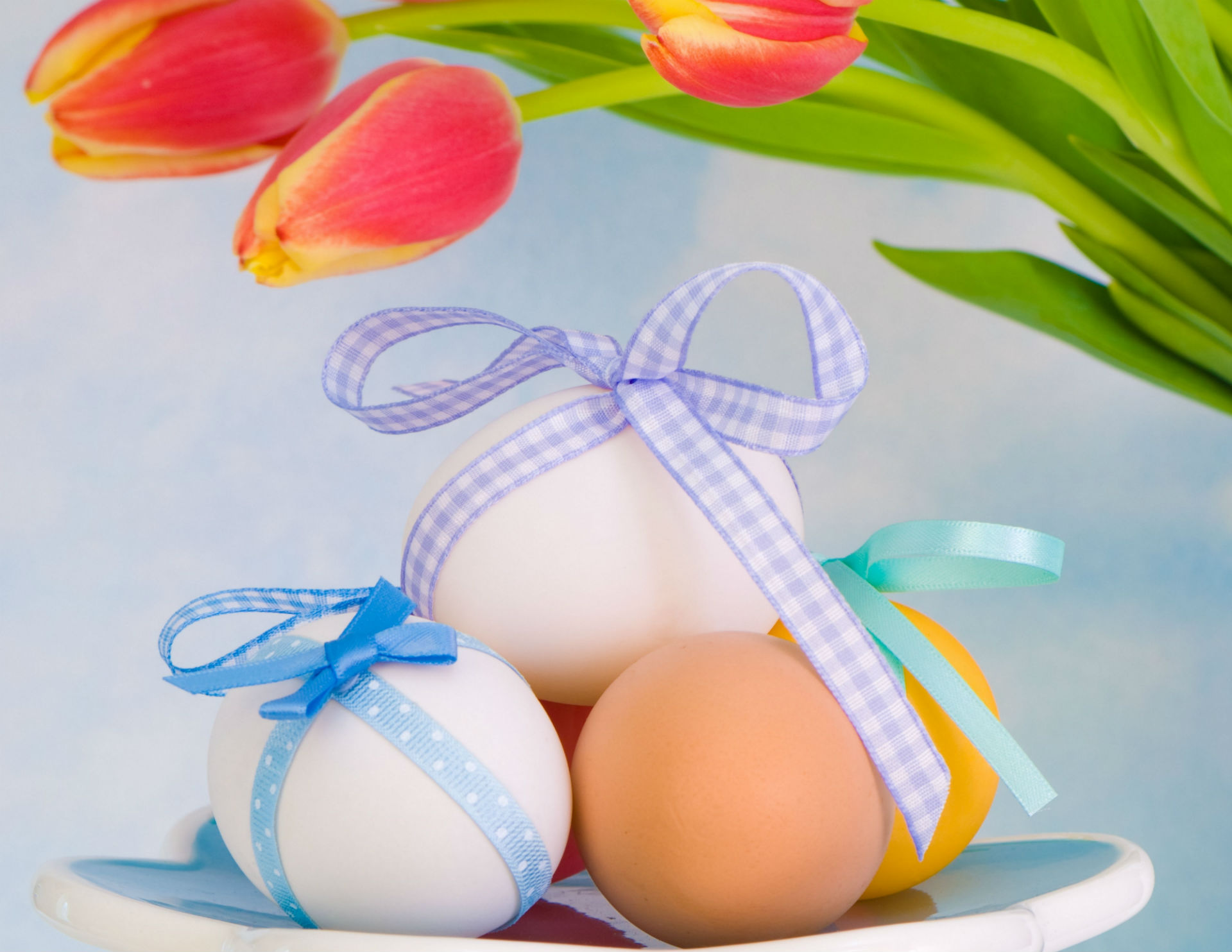holidays, Easter, Eggs, Ribbon Wallpaper