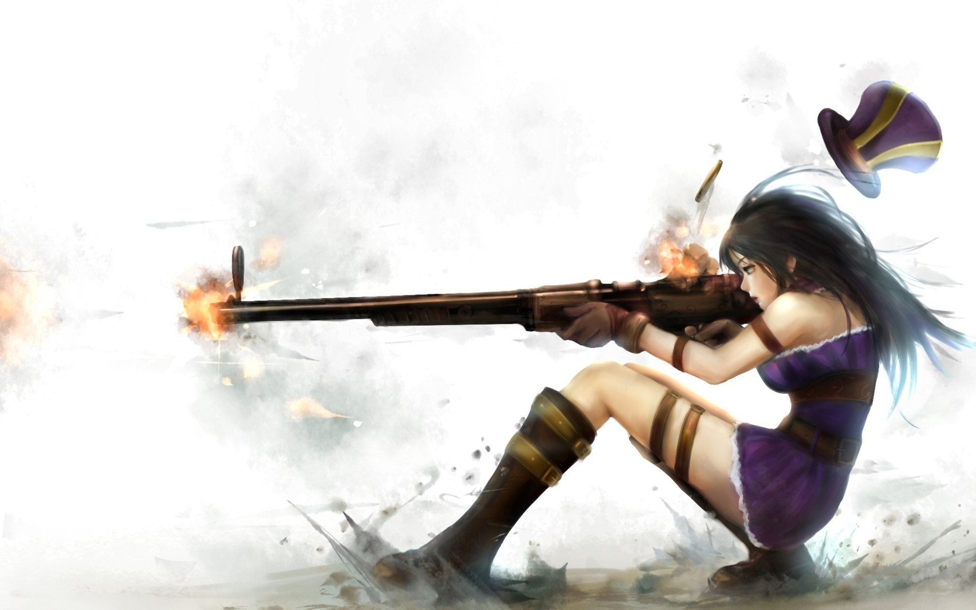 league, Of, Legends, Caitlyn, Art, Zhang, Xiao, Bo, Girl Wallpaper