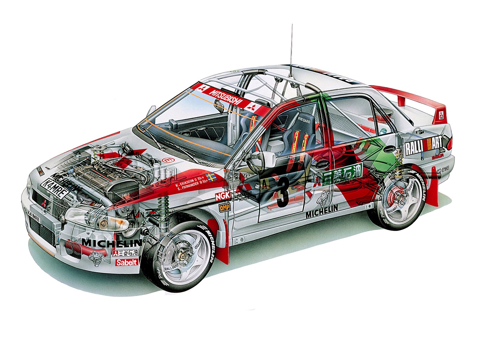 sportcars, Cutaway, Technical, Rally, Cars, Mitsubishi, Lancer, Evolution, Iii, Gr a, Wrc, 1996 Wallpaper