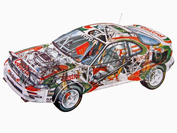 sportcars, Cutaway, Technical, Rally, Cars, Toyota, Celica, Turbo, 4wd, Group d HD Wallpaper Desktop Background