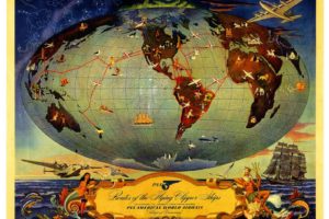 map, World, Routes, Flying, Clipper, Ships, Pan, American, Airways, 1600×1300