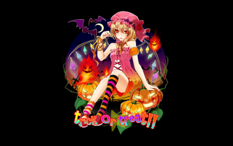 black, Flandre, Scarlet, Halloween, Touhou, Wings HD Wallpaper Desktop Background