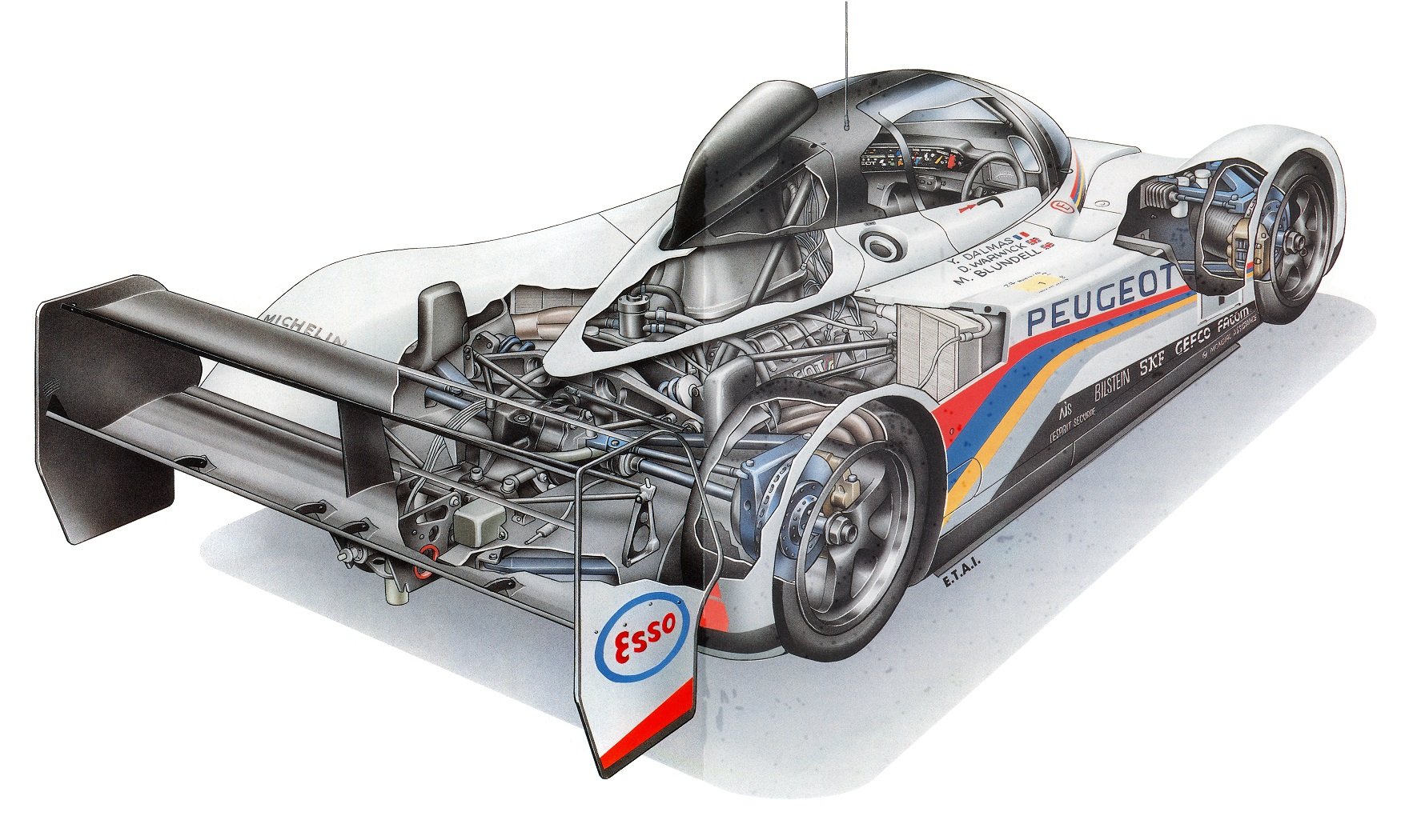 lemans, Peugeot, 905, 1992, Cutaway, Cars, Technical, Cutaway Wallpaper