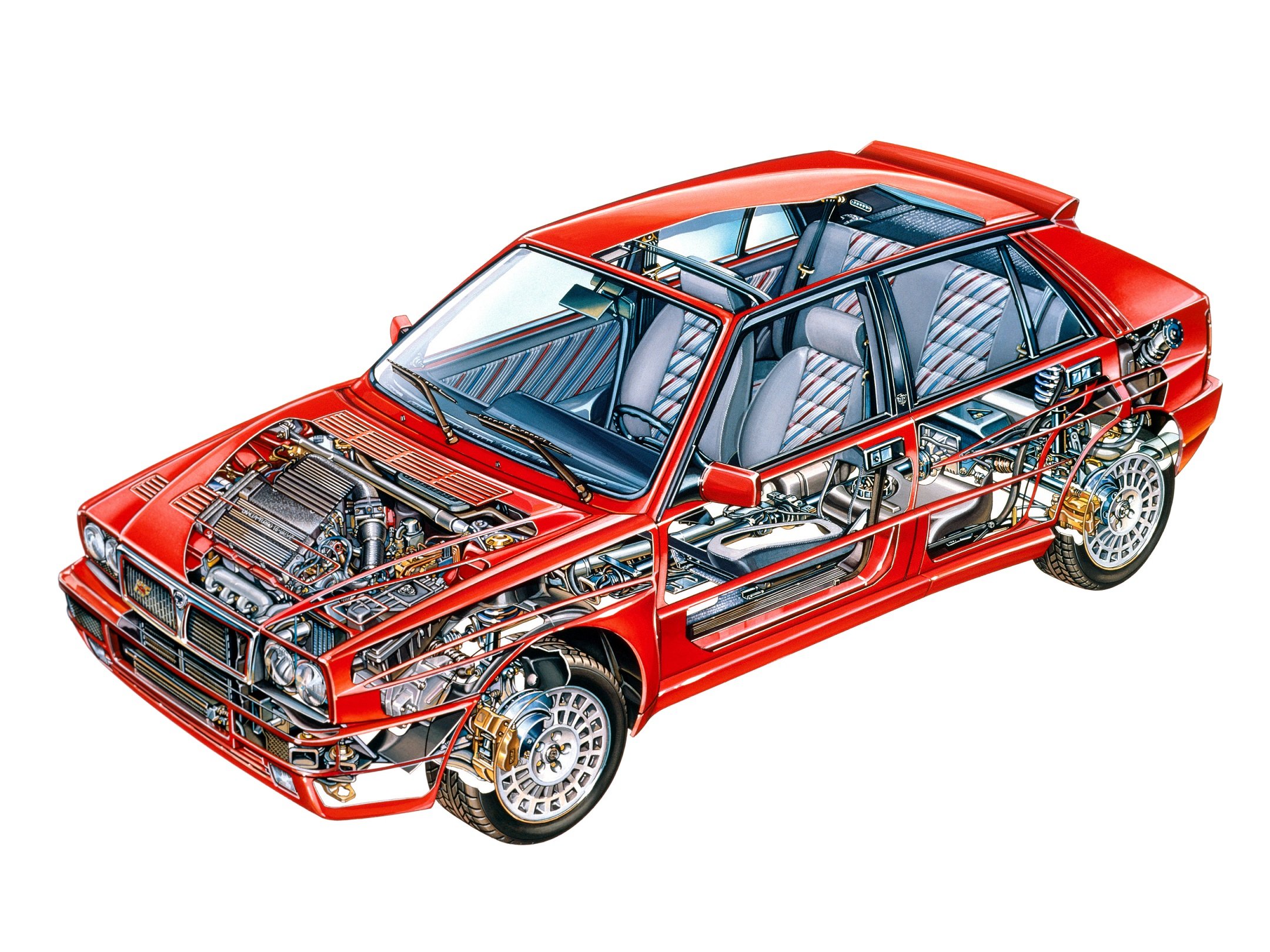 lancia, Delta hf, Integrale, Evo, 1991, Cars, Technical, Cutaway Wallpaper
