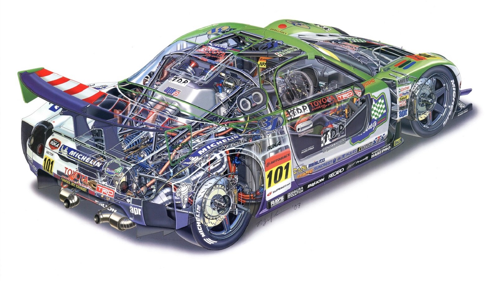 toyota, Mr s, Super gt, Gt300, 2007, Race, Cars, Technical, Cutaway Wallpaper