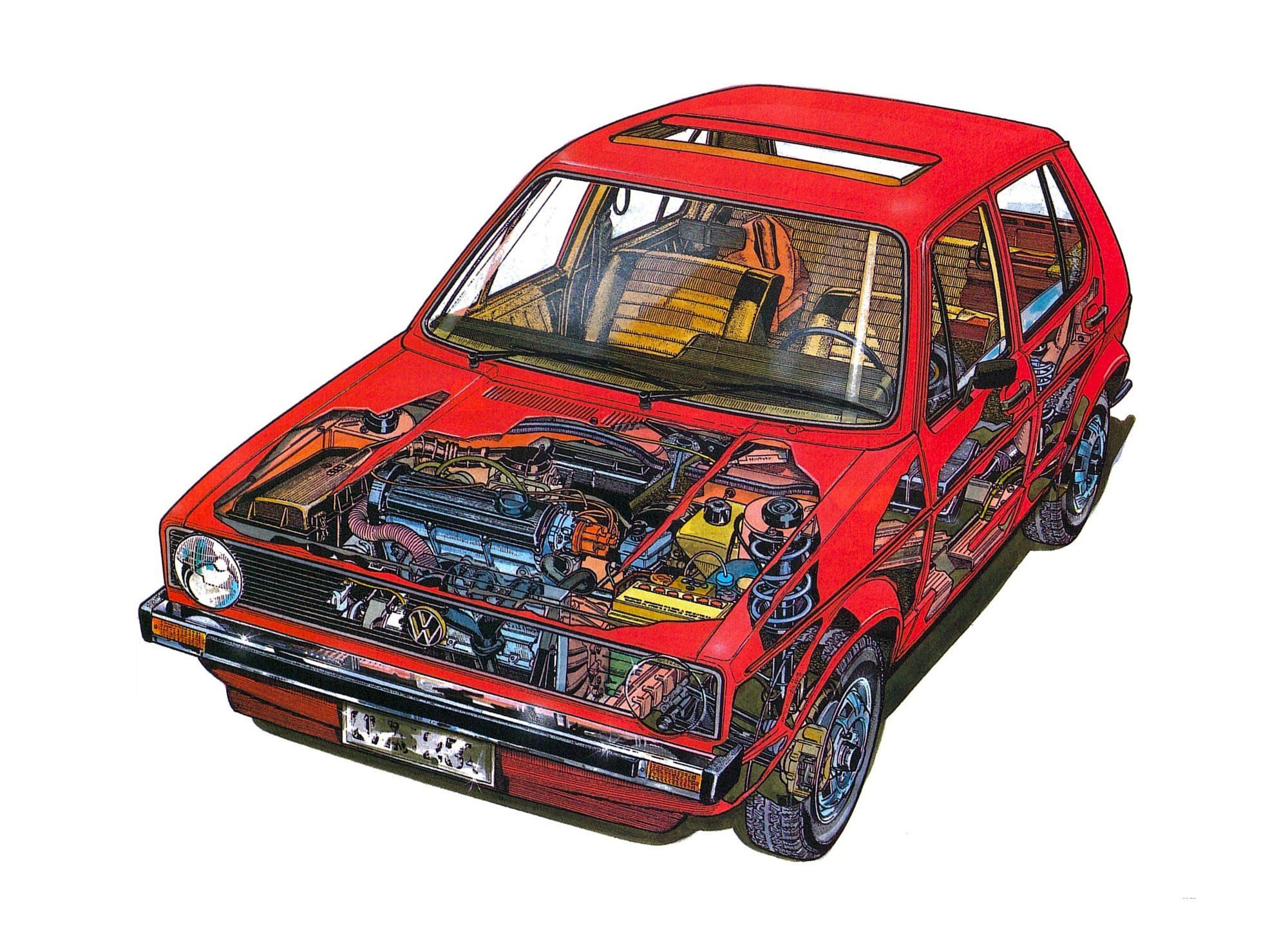 vw, Golf, Mk1, Cars, Technical, Cutaway Wallpaper