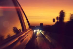 drive, Way, Sunset, City, Highway, Car, Flare