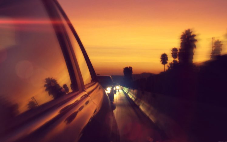 drive, Way, Sunset, City, Highway, Car, Flare HD Wallpaper Desktop Background