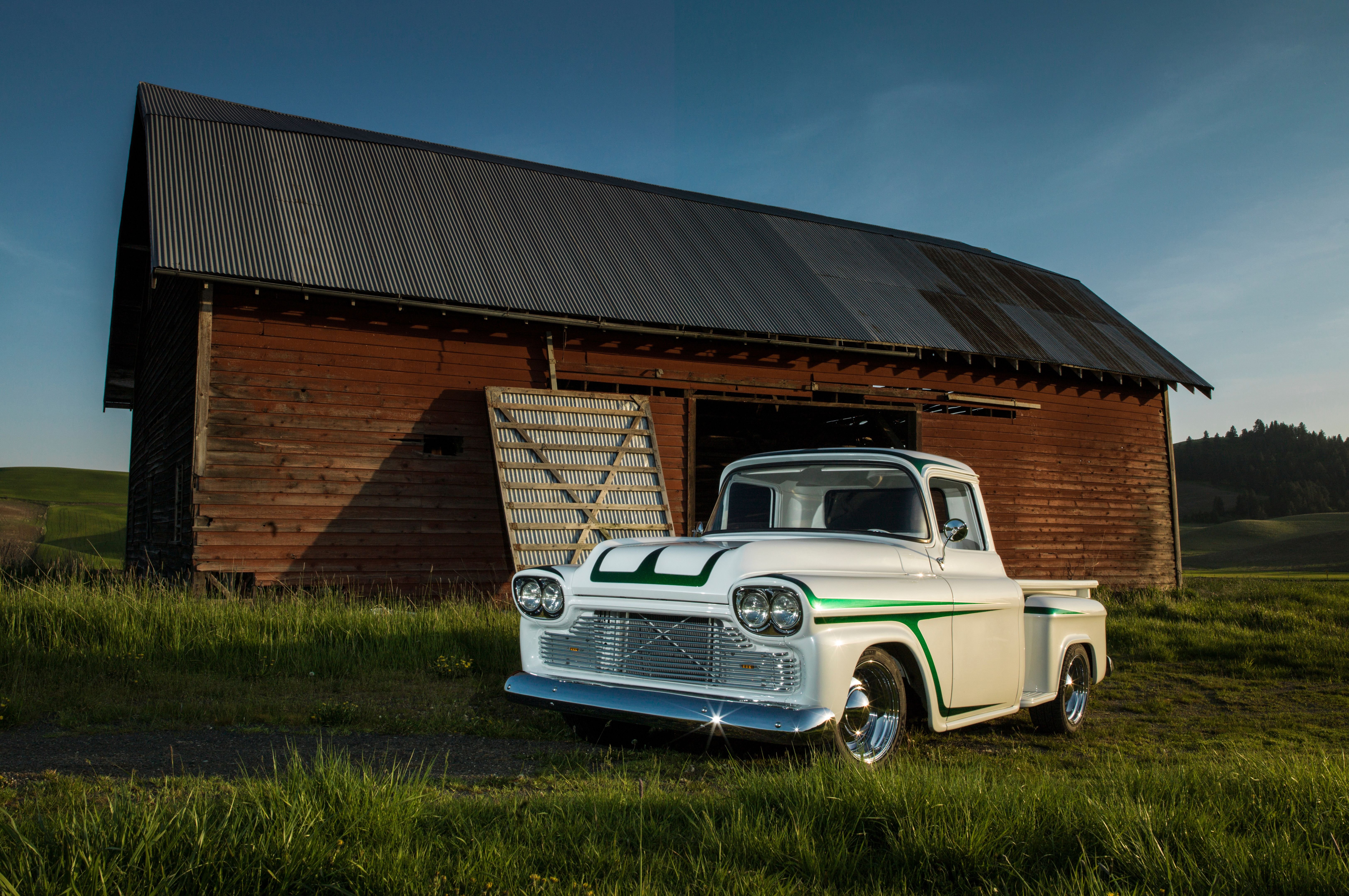 1958, Chevrolet, Chevy, Apache, 3100, Pickup, Stepside, Custim, Old, School, Usa,  01 Wallpaper