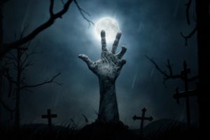 zombie, Cenmenterio, Mano, Halloween