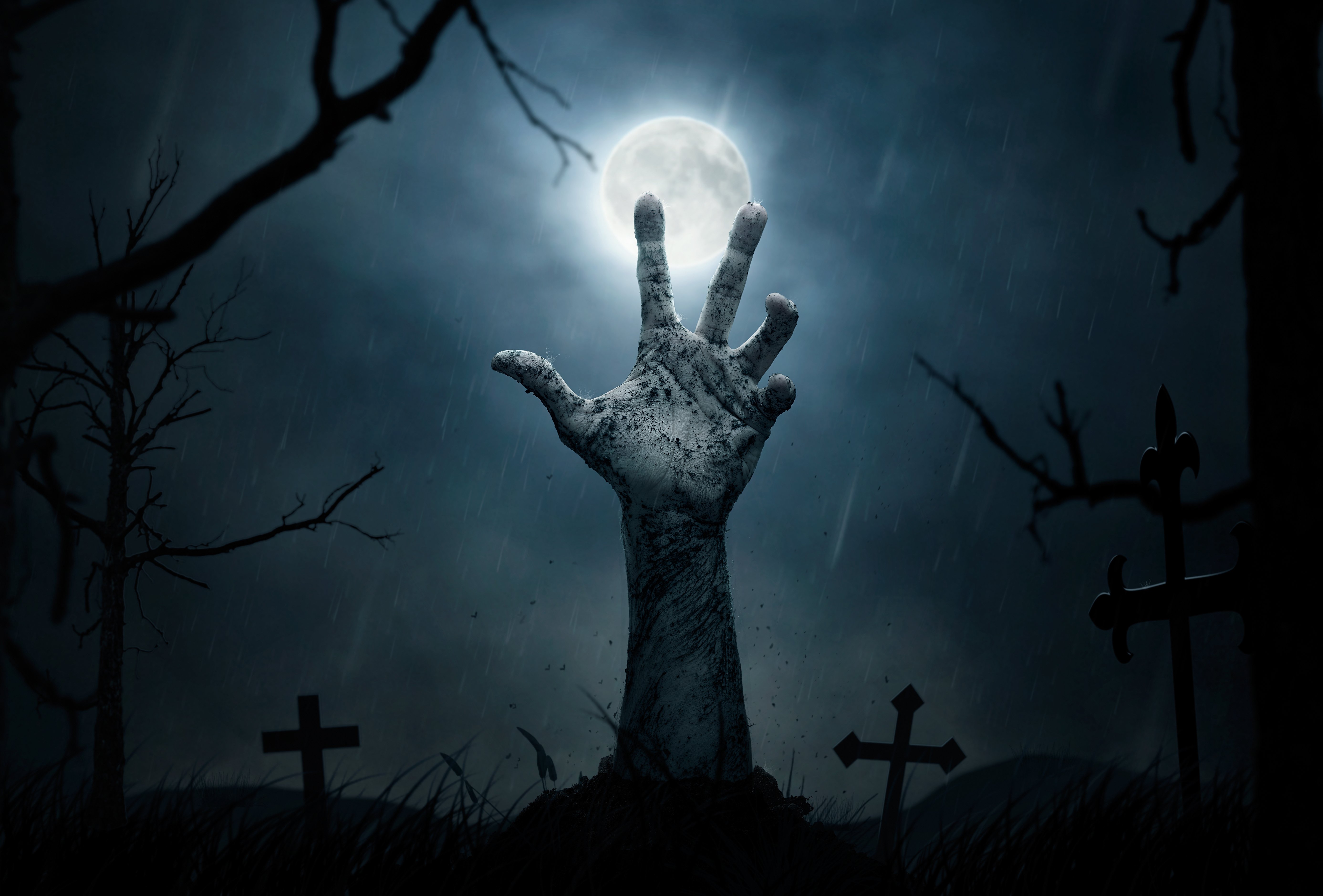 zombie, Cenmenterio, Mano, Halloween Wallpaper