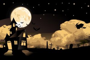 casa, Brujas, Terror, Halloween, Luna