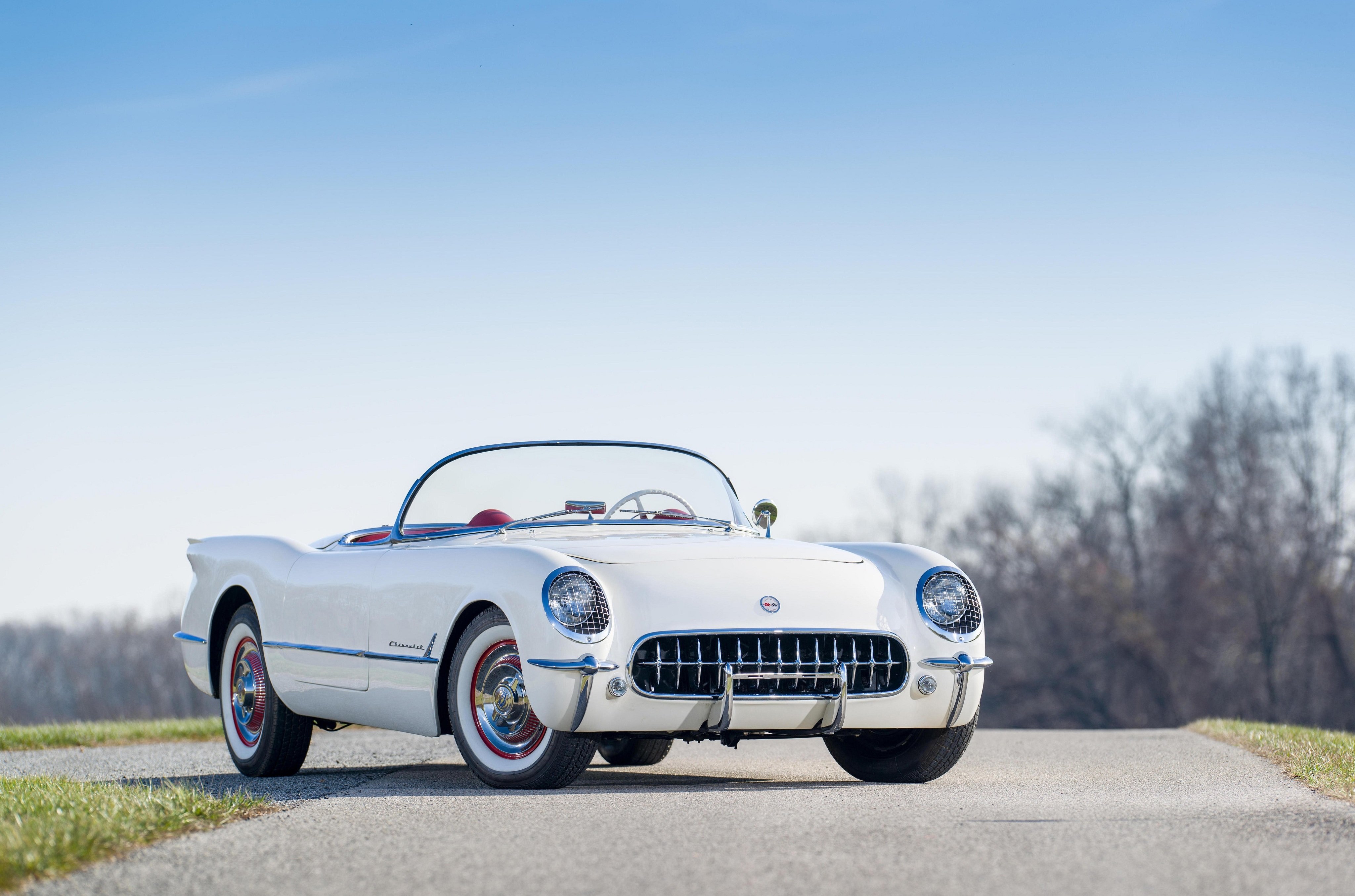 1954, Chevrolet, Corvette, Polo white, 2934, Muscle, Supercar, Retro Wallpaper