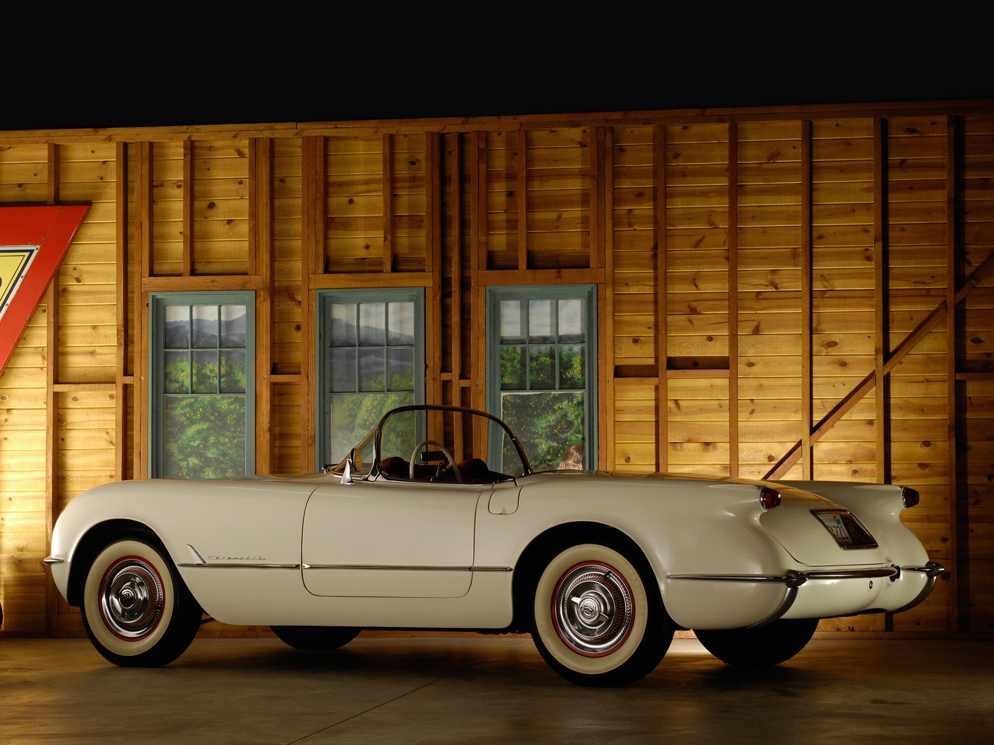 1954, Chevrolet, Corvette, Polo white, 2934, Muscle, Supercar, Retro Wallpaper