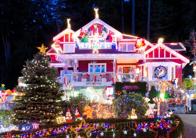 houses, Holidays, Christmas, Design, Fairy, Lights, Christmas, Tree, Cities HD Wallpaper Desktop Background