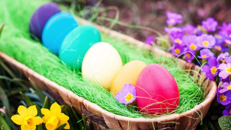 huevos, Colores, Pascua, Cesta HD Wallpaper Desktop Background