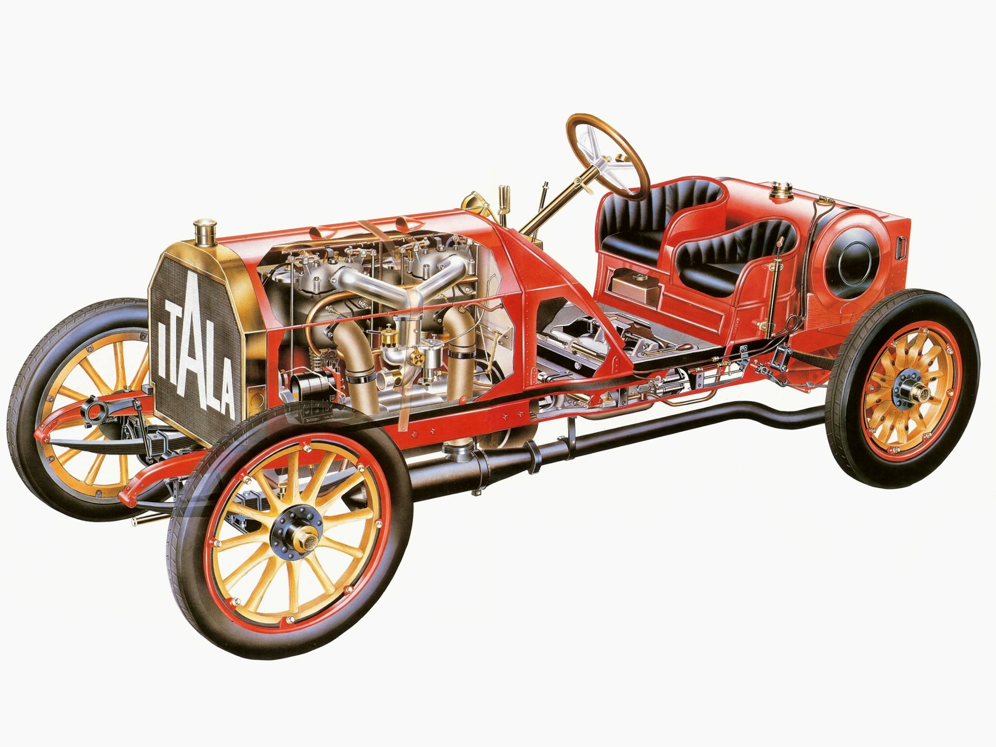 1907, Itala, Grand, Prix, Two seater, Retro, Race, Racing, Engine, Engines Wallpaper