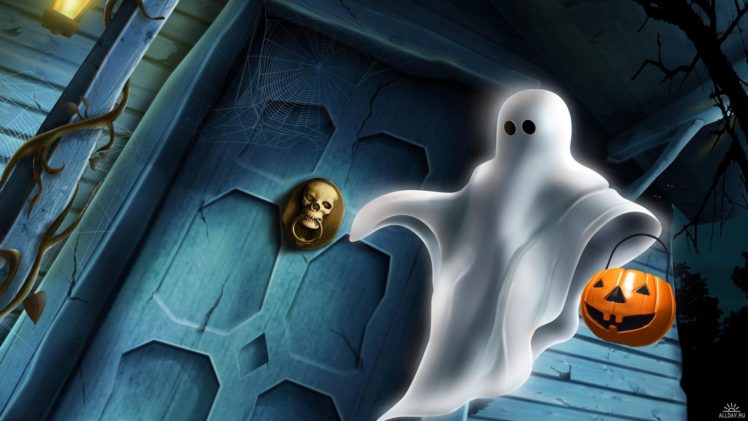 fantasma, Halloween, Calabaza HD Wallpaper Desktop Background