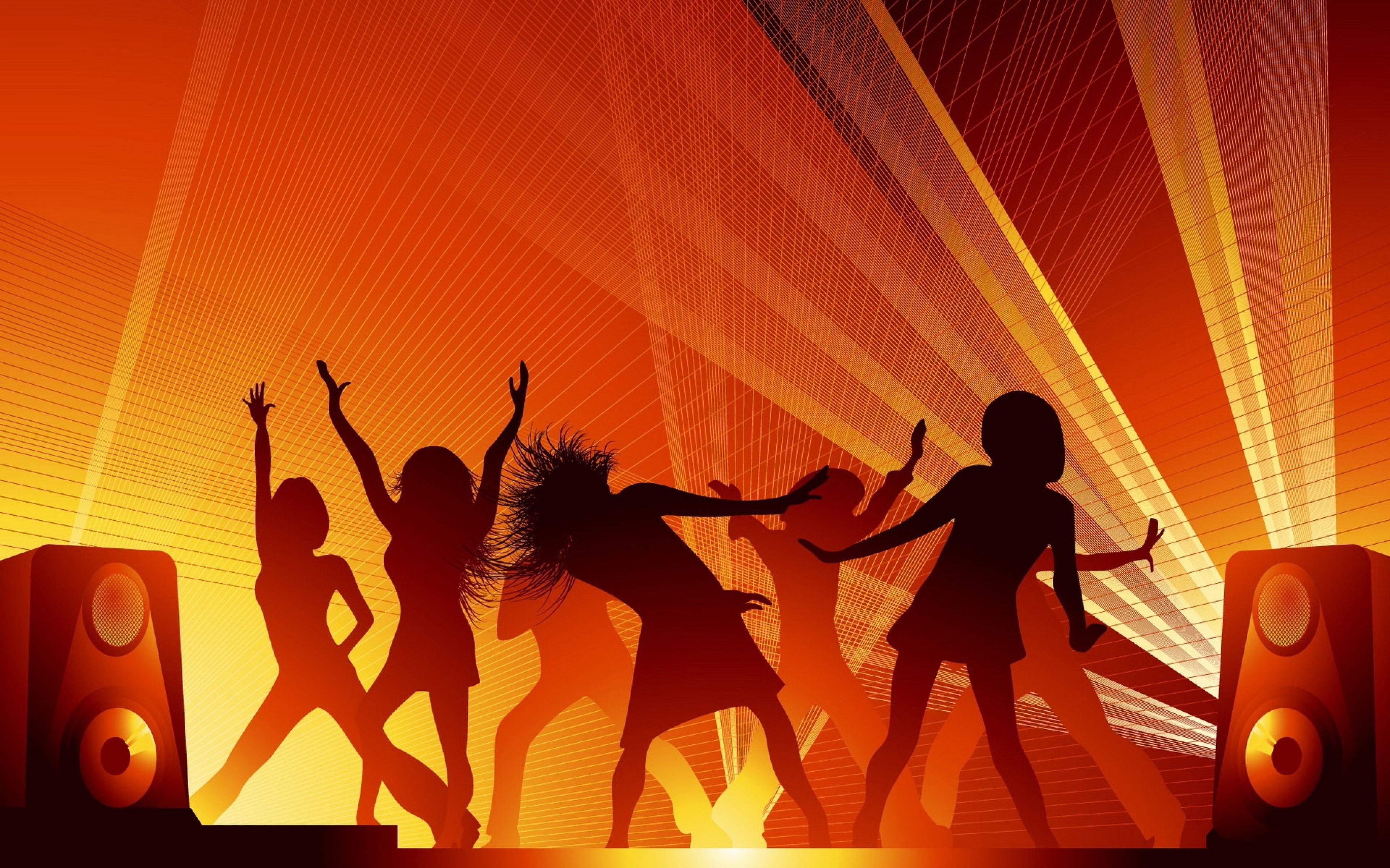 fiesta, Baile, Mujeres, Silueta Wallpaper