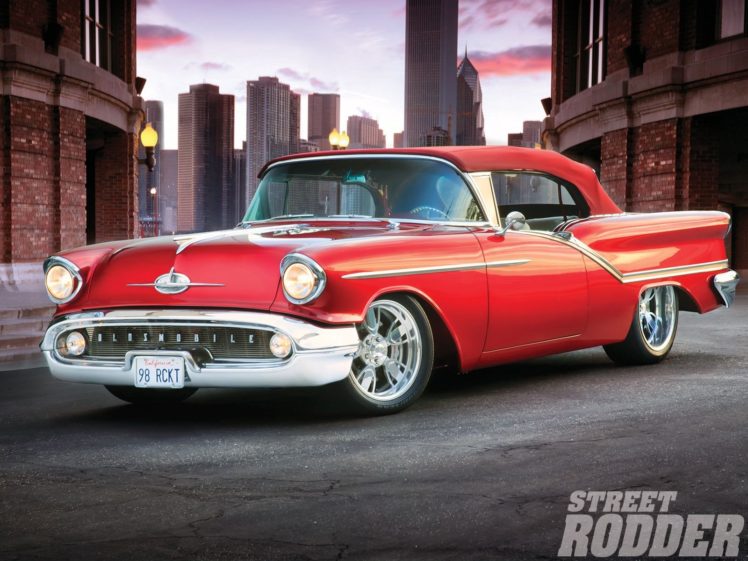 1957, Oldsmobile, Starfire 98, Cars, Red, Convertible HD Wallpaper Desktop Background