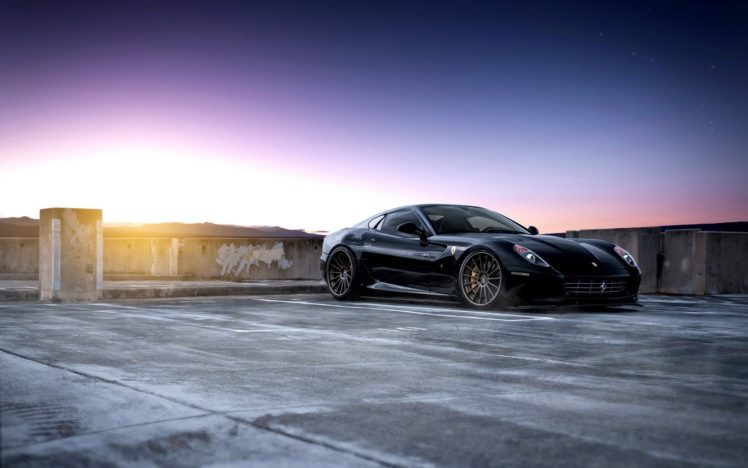 black, Car, Ferrari, 599, Gtb, Fiorano, F1, Hd, Sunset, Supper, Car HD Wallpaper Desktop Background