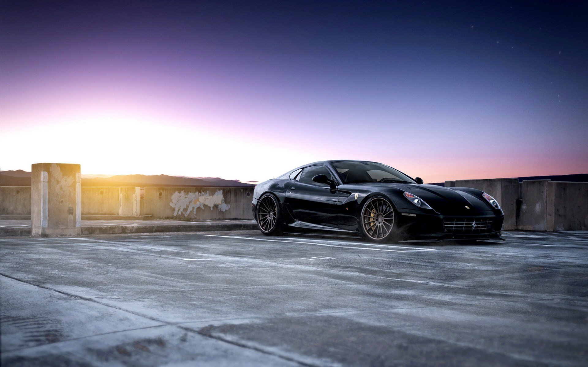 black, Car, Ferrari, 599, Gtb, Fiorano, F1, Hd, Sunset, Supper, Car Wallpaper