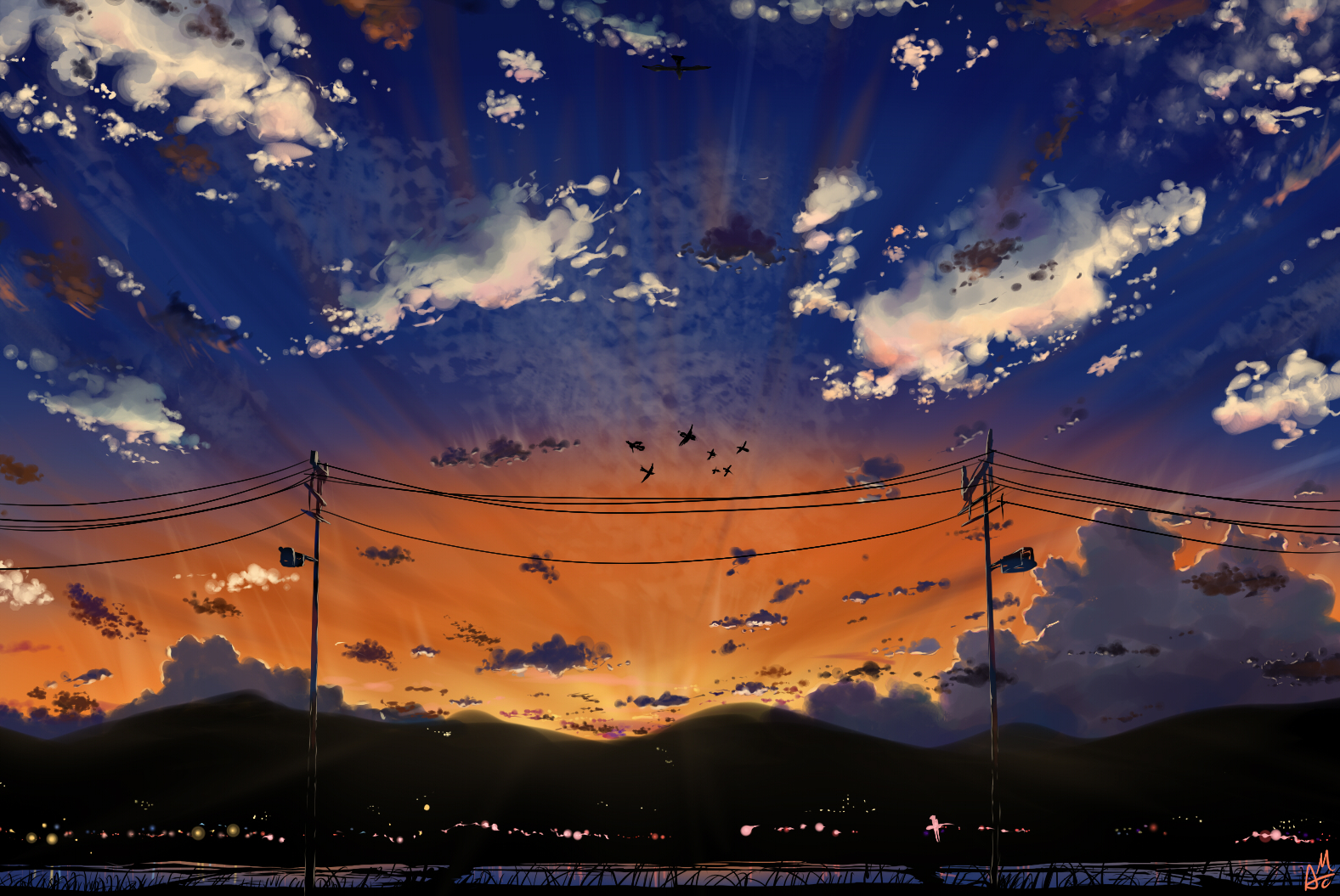 original, Animal, Bird, Clouds, Landscape, Mac, Naut, Scenic, Signed, Sky, Sunset Wallpaper
