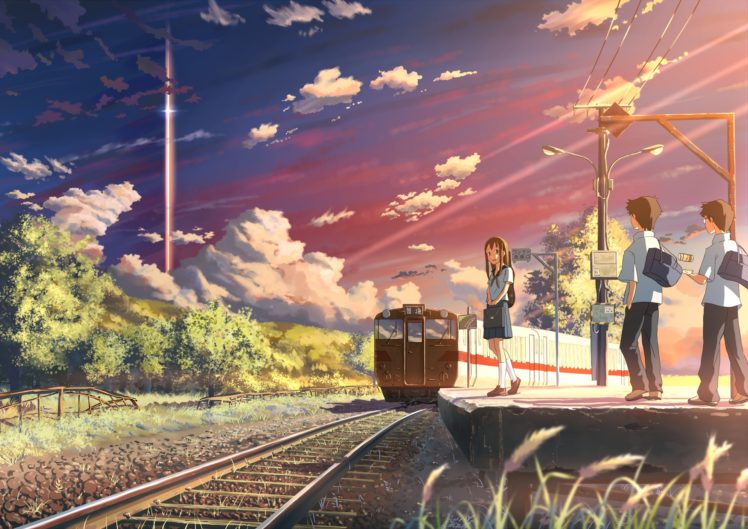 original, Clouds, Forest, Grass, Mac, Naut, Seifuku, Sky, Sunset, Train, Tree HD Wallpaper Desktop Background