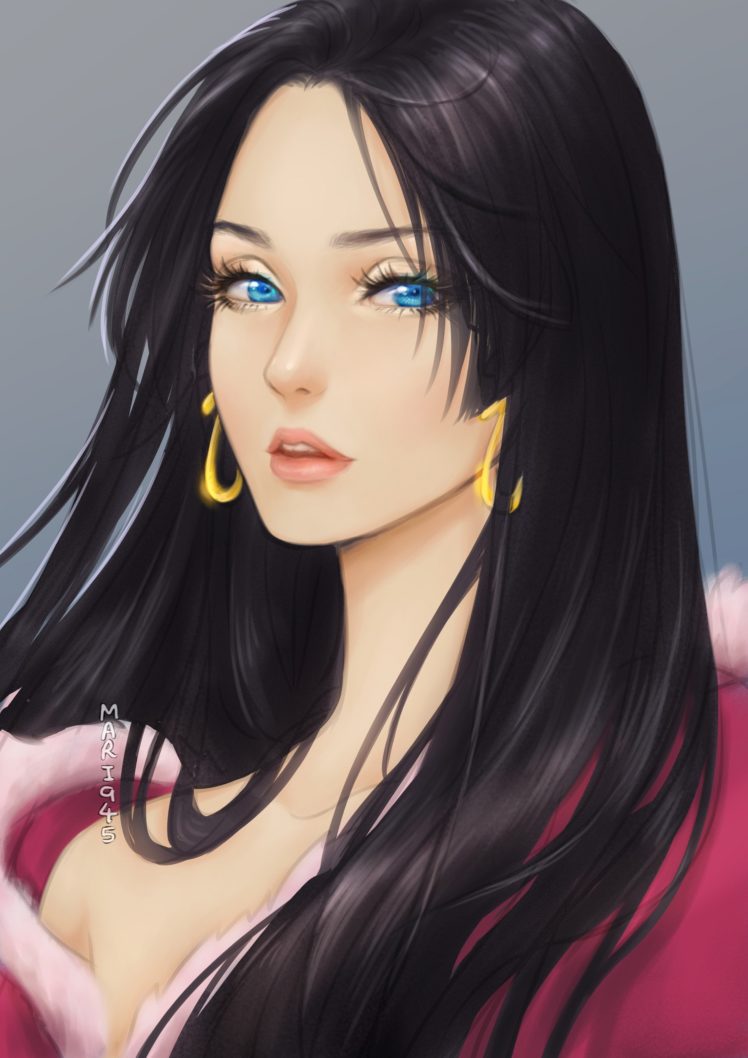 Anime Girls One Piece Boa Hancock Open Shirt Long Hair Black Hair Blue Eyes Wallpapers Hd Desktop And Mobile Backgrounds