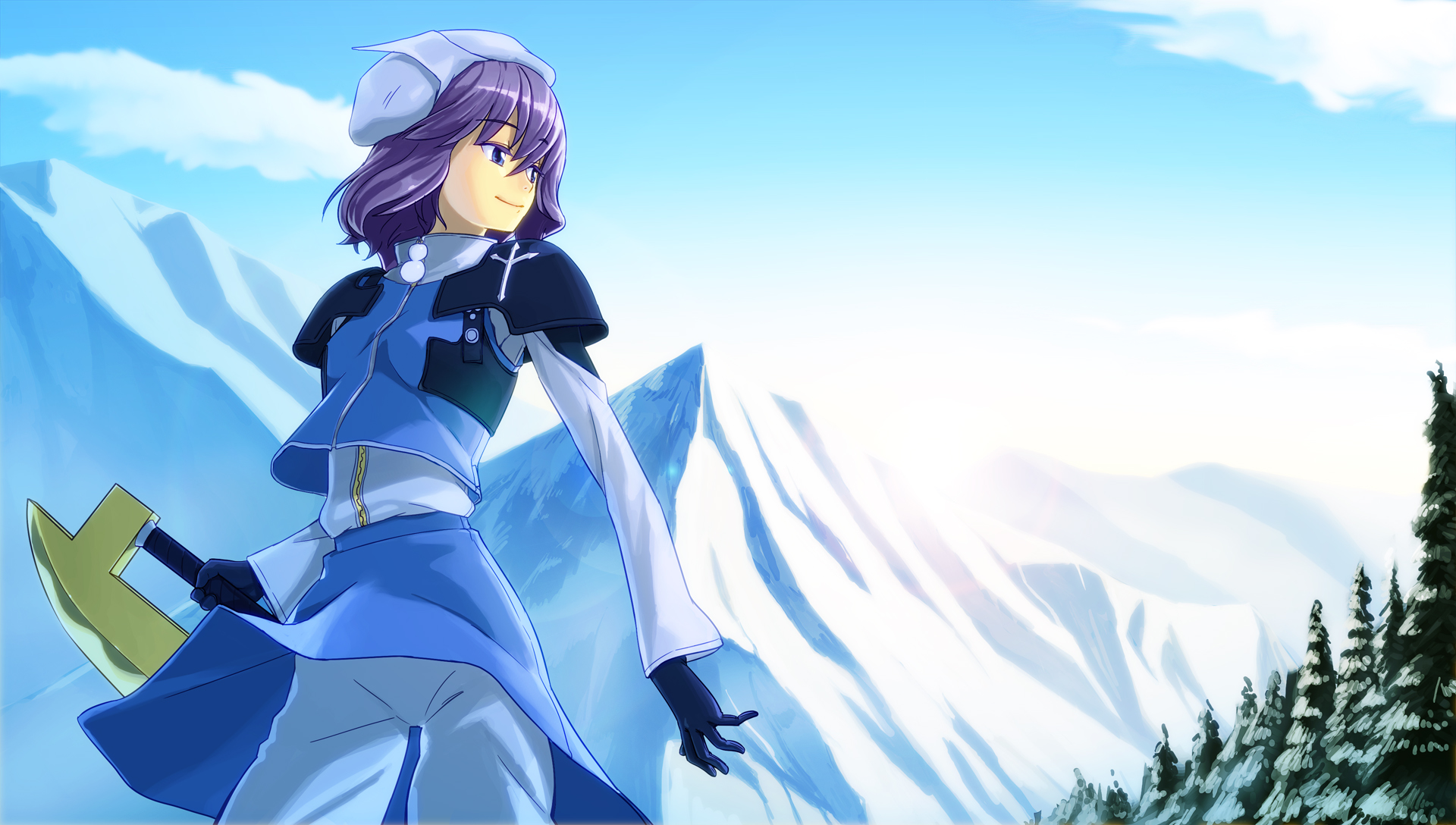 advent, Cirno, Letty, Whiterock, Shiba, Itsuki, Sky, Sword, Touhou, Weapon, Winter Wallpaper