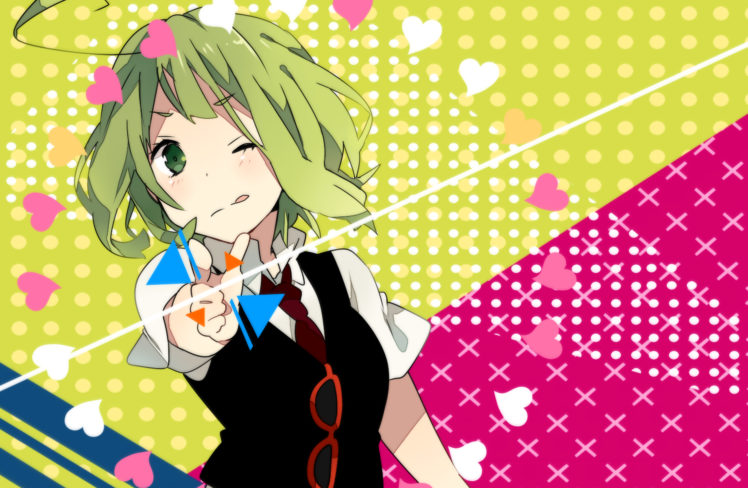 exit, Tunes, Glasses, Green, Eyes, Green, Hair, Gumi, Ousaka, Nozomi, Short, Hair, Vocaloid HD Wallpaper Desktop Background