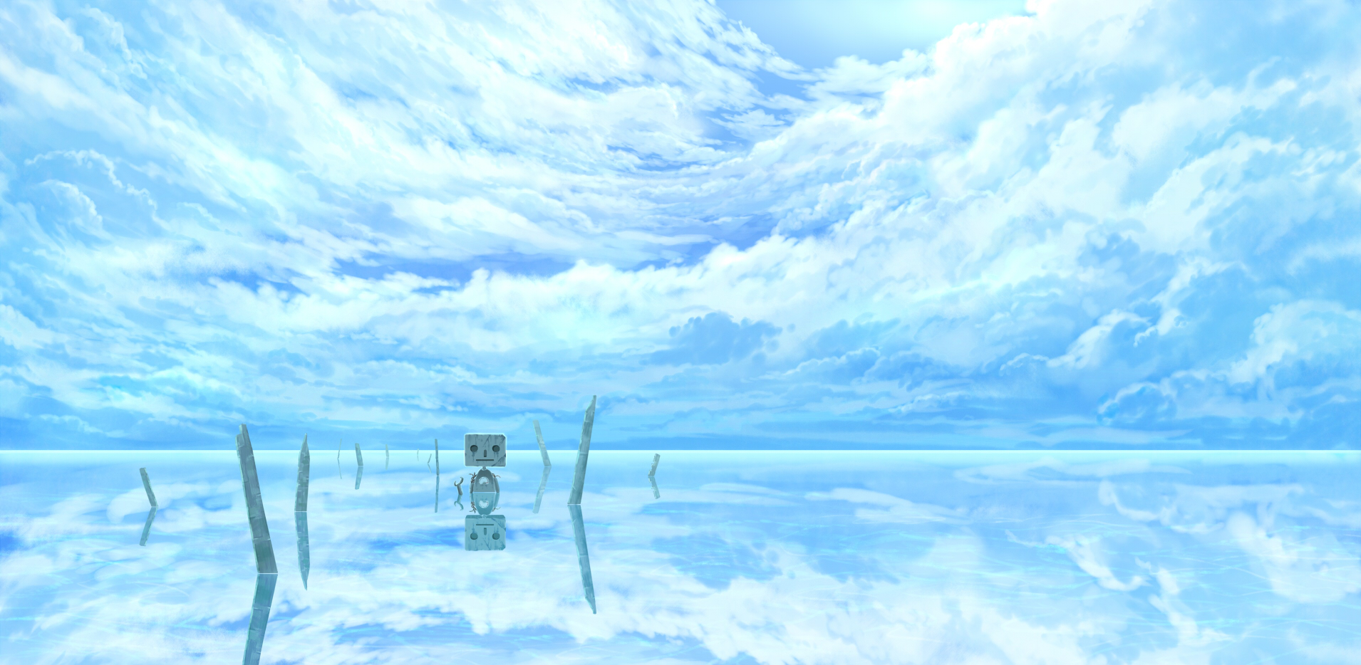 original, Clouds, Hotaka, Original, Robot, Scenic, Sky, Water, Reflection Wallpaper