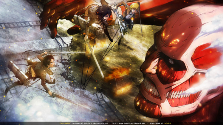 shingeki, No, Kyojin, Armin, Arlert, Colossal, Titan, Eren, Jaeger, Fire, Mikasa, Ackerman, Shingeki, No, Kyojin, Sword, Swordman, Weapon HD Wallpaper Desktop Background