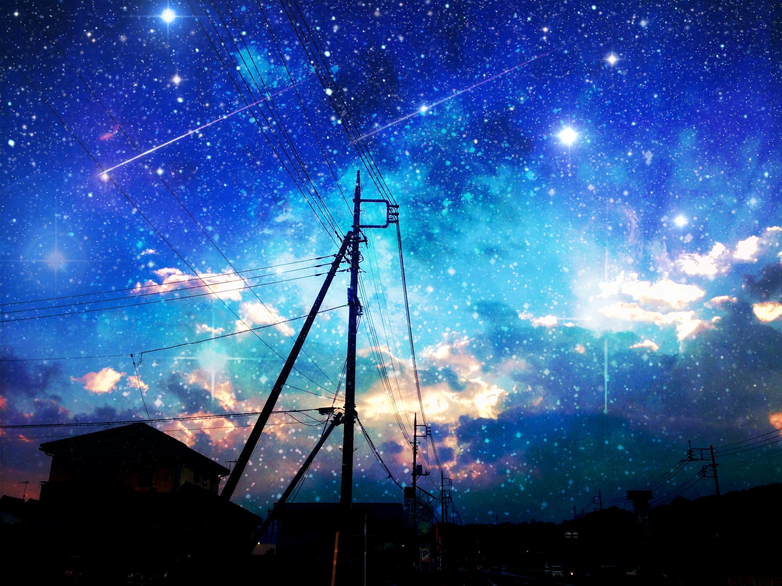 original, Asuka, Night, Original, Scenic, Sky, Stars Wallpaper