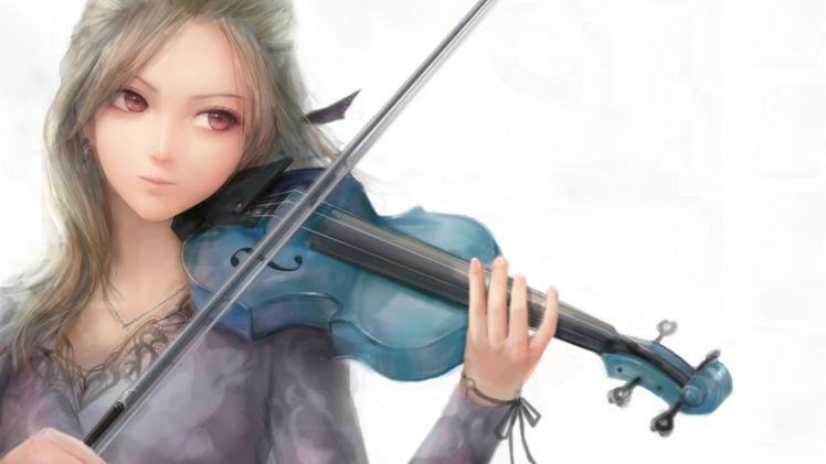 original, Art, Girl, Violin, Musical, Instrument, White, Bow HD Wallpaper Desktop Background