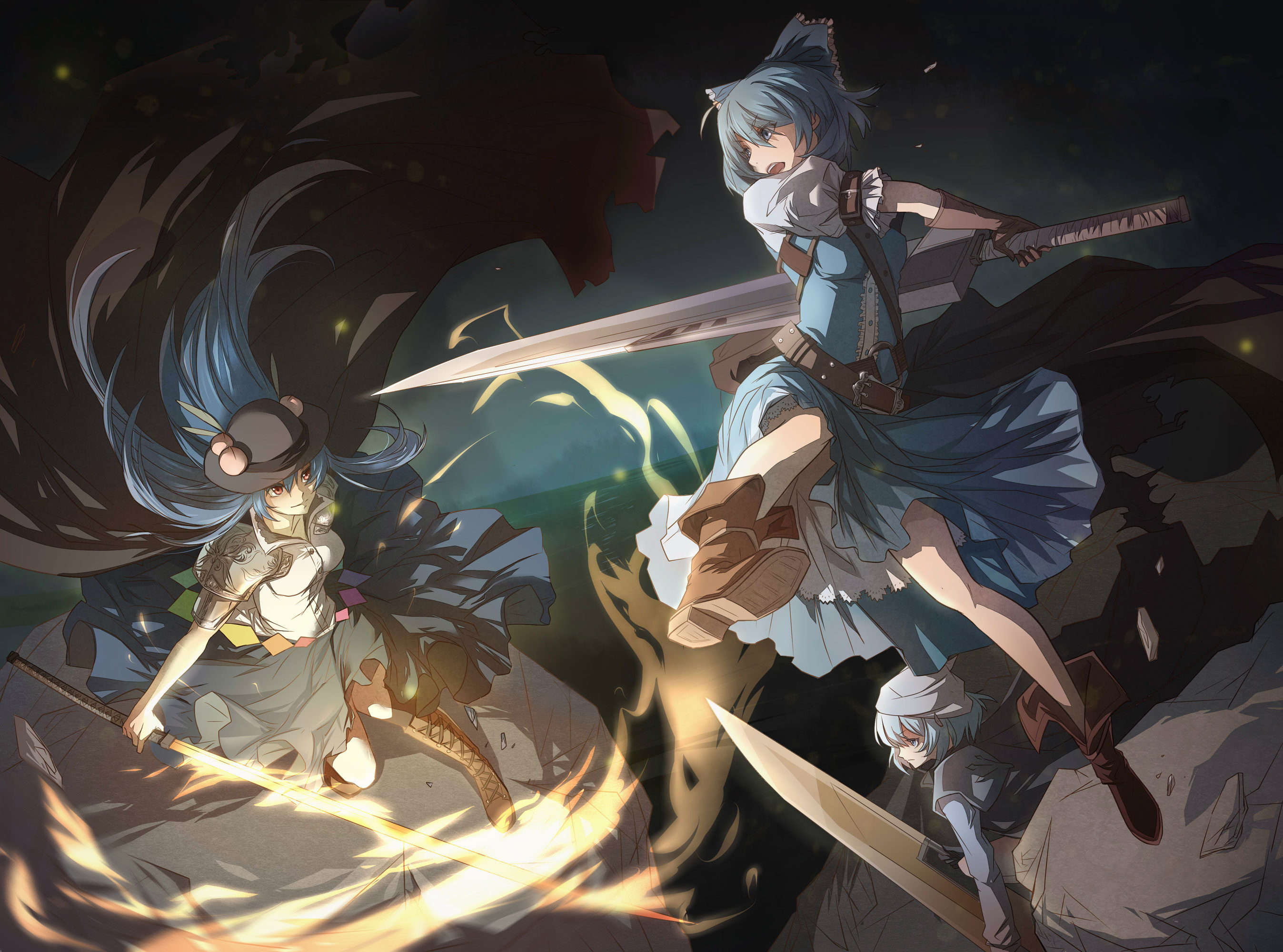 touhou, Cirno, Hinanawi, Tenshi, Letty, Whiterock, Nye, Sword, Touhou, Weapon Wallpaper