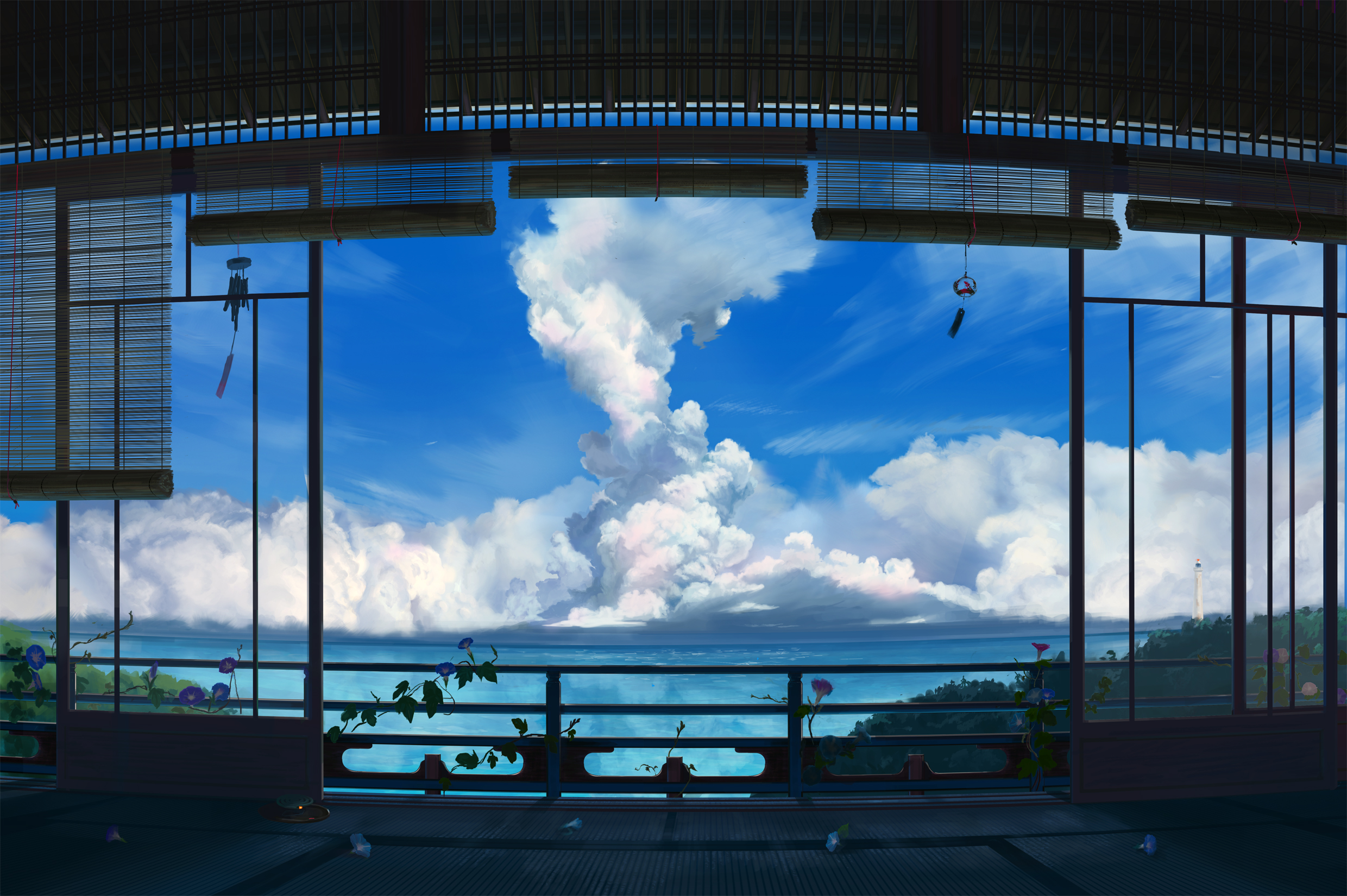 original, Clouds, Flowers, Landscape, Original, Scenic, Sky, Summer, Water Wallpaper