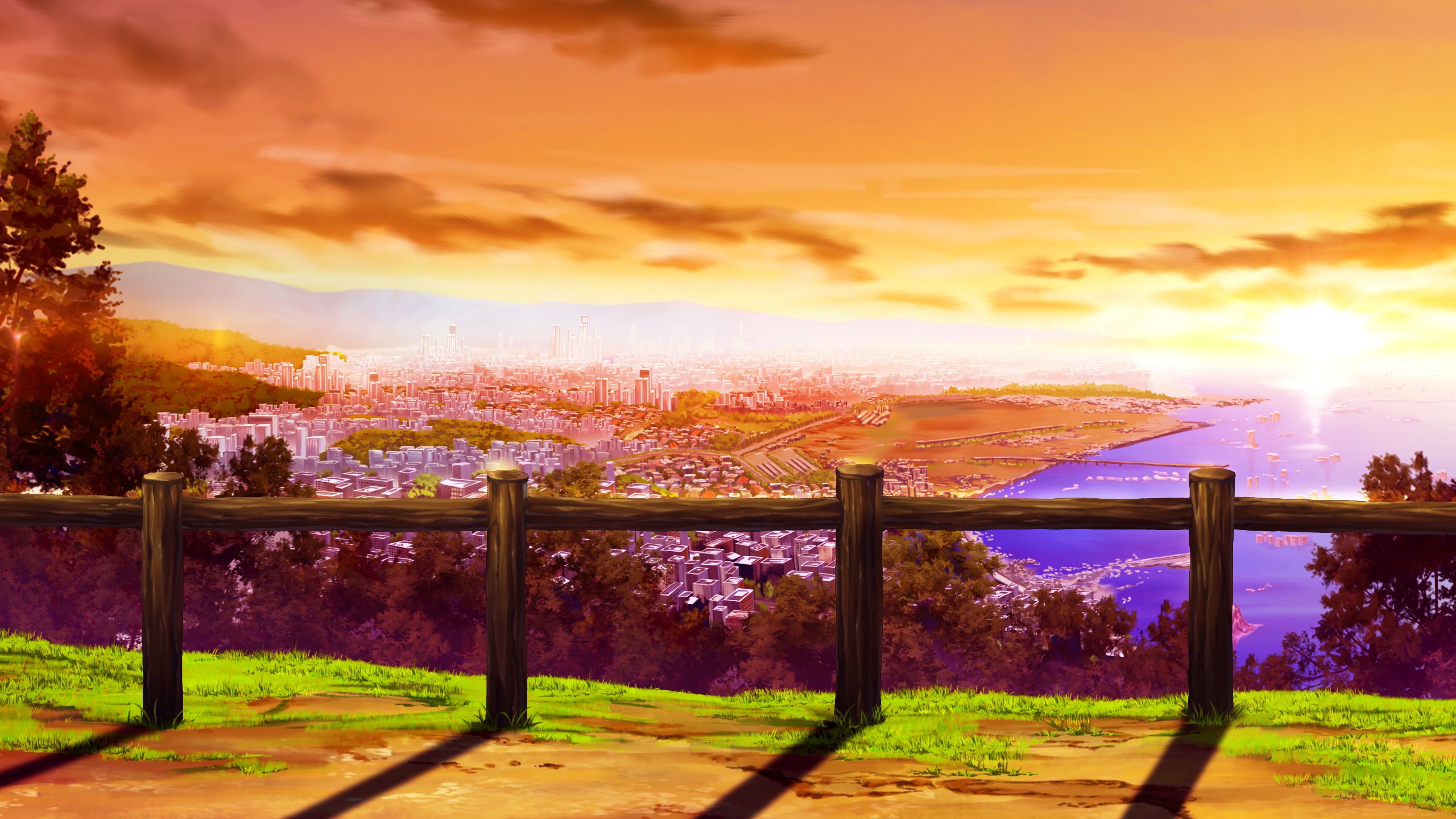 gensou, No, Idea, City, Game, Cg, Gensou, No, Idea, Landscape, Scenic, Sunset Wallpaper