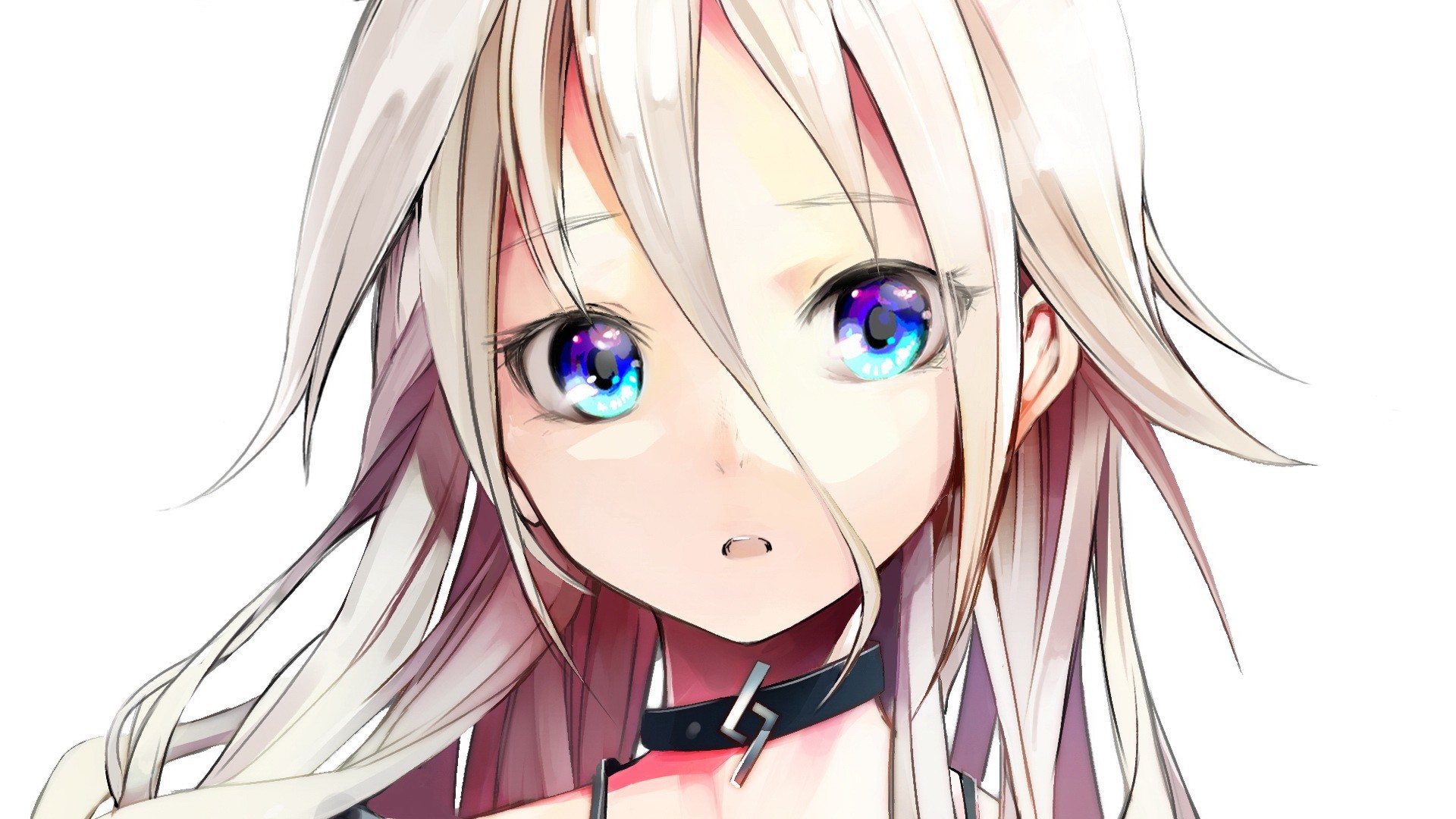 Vocaloid Blue Eyes Long Hair Heterochromia Open Mouth