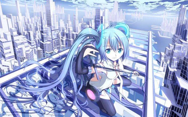 vocaloid, Megapolis, Anime, Girls, Cities, City HD Wallpaper Desktop Background