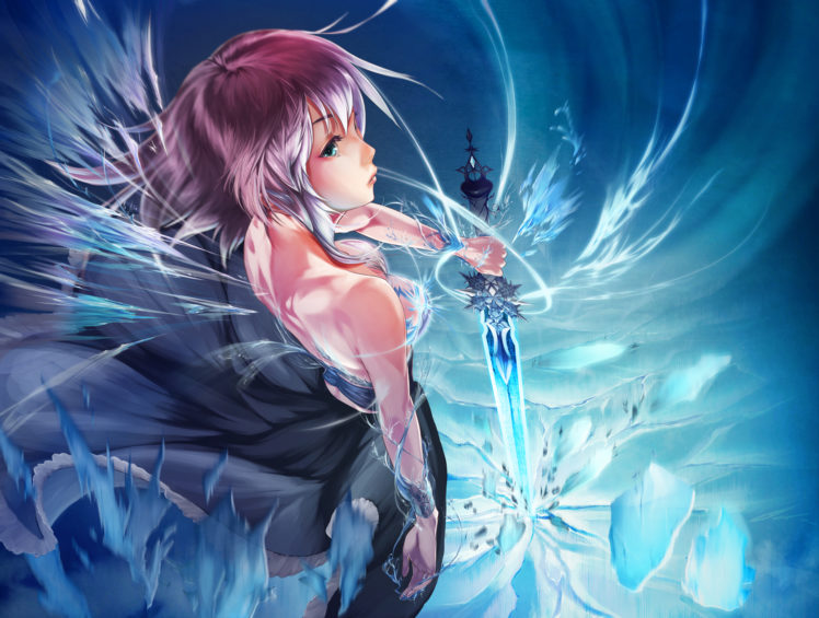 original, Aqua, Eyes, Original, Purple, Hair, Short, Hair, Sword, Takanori, Yamada, Weapon HD Wallpaper Desktop Background