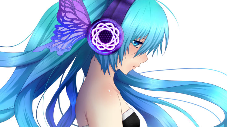 vocaloid, Blue, Eyes, Blue, Hair, Daburu, Hatsune, Miku, Headphones, Long, Hair, Magnet,  vocaloid , Vocaloid HD Wallpaper Desktop Background
